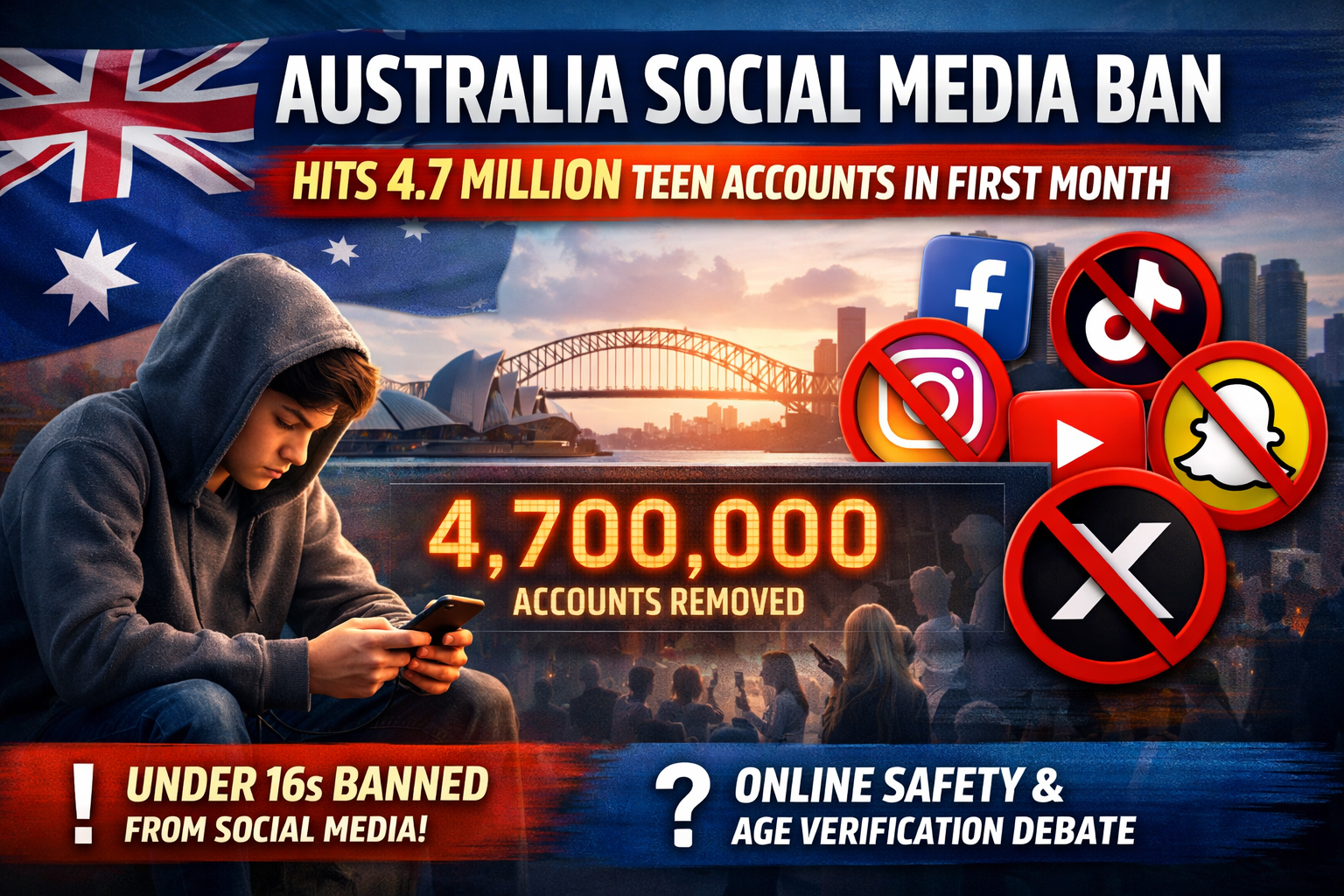 Australia social media ban hits 4.7 million teen accounts in first month